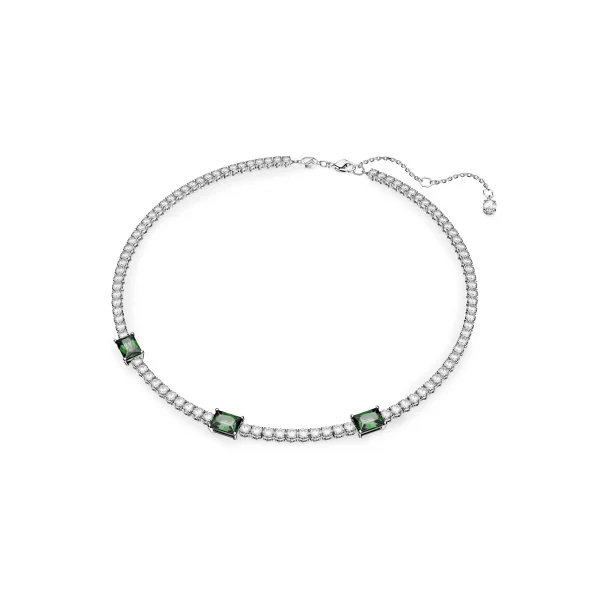 Swarovski Matrix Tennis necklace, Mixed cuts, Green, Rhodium plated - Image 2