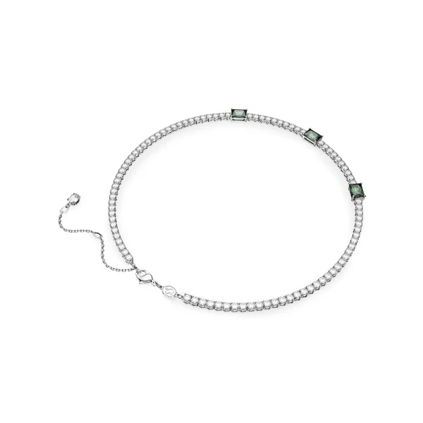 Swarovski Matrix Tennis necklace, Mixed cuts, Green, Rhodium plated - Image 4