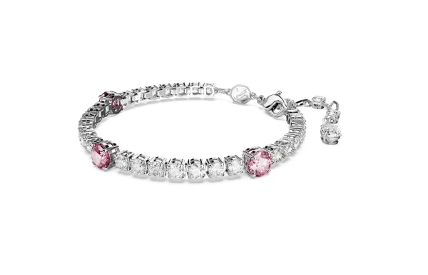 Swarovski Matrix Tennis bracelet, Mixed cuts, Pink, Rhodium plated - Image 2
