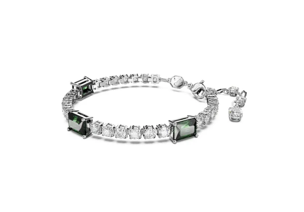 Swarovski Matrix Tennis bracelet, Mixed cuts, Green, Rhodium plated - Image 2