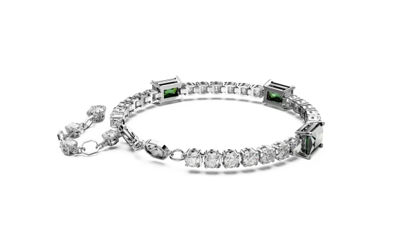 Swarovski Matrix Tennis bracelet, Mixed cuts, Green, Rhodium plated - Image 3