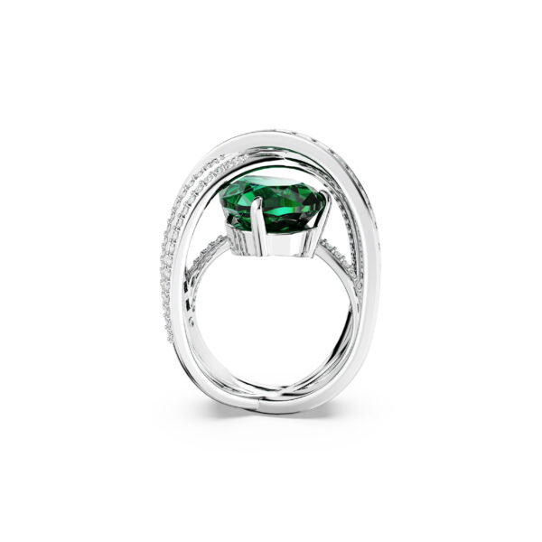 Swarovski Hyperbola cocktail ring, Mixed cuts, Four bands, Green, Rhodium plated - Image 4