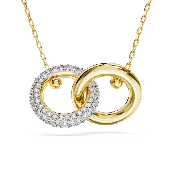 Swarovski Dextera pendant, Interlocking loop, White, Gold-tone plated