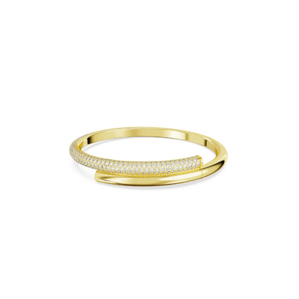 Swarovski Dextera bangle, Magnetic closure, White, Gold-tone plated