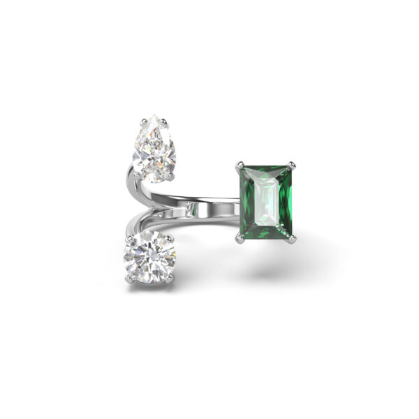 Swarovski Mesmera Open Ring, Mixed Cuts, Green, Silver-Tone Finish