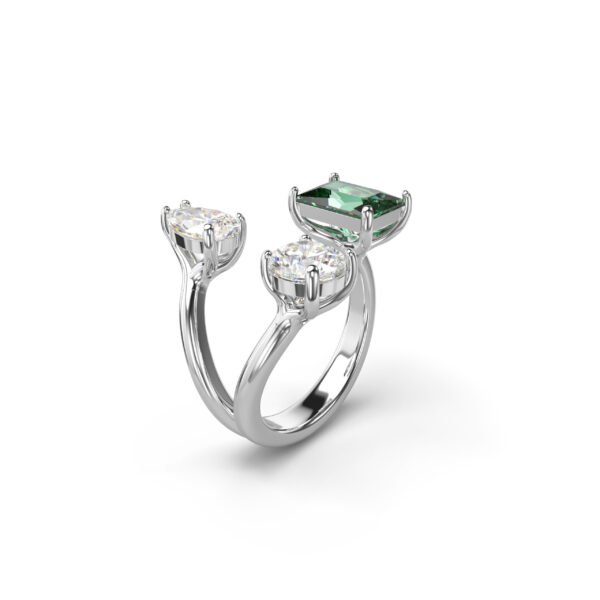 Swarovski Mesmera Open Ring, Mixed Cuts, Green, Silver-Tone Finish - Image 2