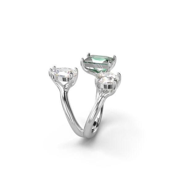Swarovski Mesmera Open Ring, Mixed Cuts, Green, Silver-Tone Finish - Image 3