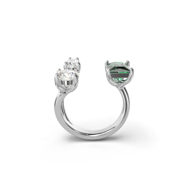 Swarovski Mesmera Open Ring, Mixed Cuts, Green, Silver-Tone Finish - Image 4