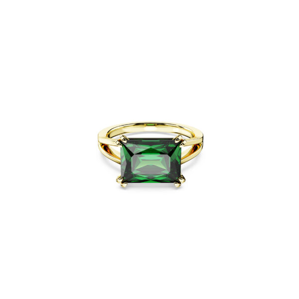 Swarovski Stilla Cocktail Ring, Rectangular Cut, Green, Gold-tone Plated