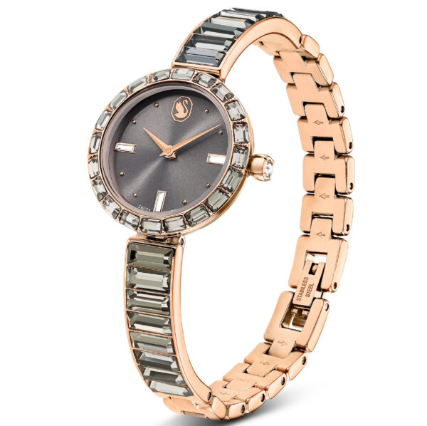 Swarovski Matrix Bangle watch, Swiss Made, Crystal bracelet, Gray, Rose gold-tone finish - Image 2