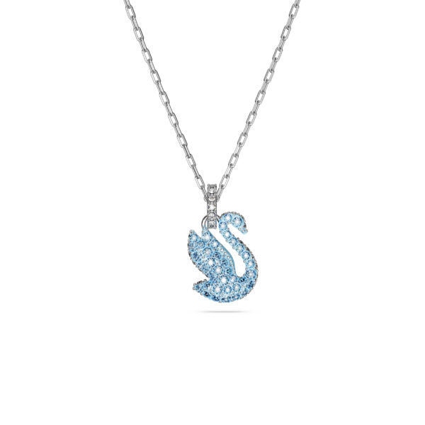 Swarovski Swan pendant, Swan, Small, Blue, Rhodium plated