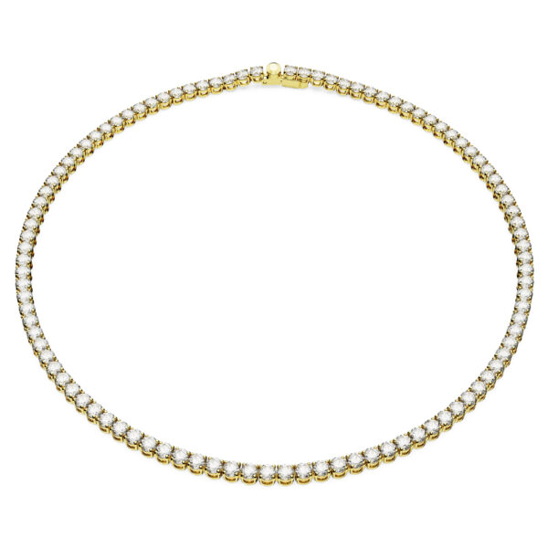 Swarovski Matrix Tennis necklace, Round cut, White, Gold-tone plated