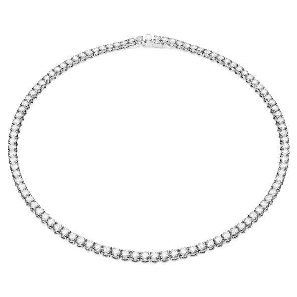 Swarovski Matrix Tennis necklace, Round cut, White, Rhodium plated
