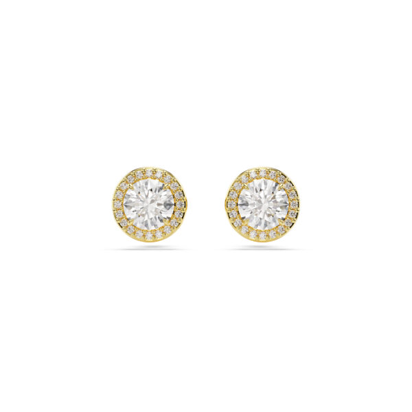 Swarovski Una Angelic stud earrings, Round cut, Gold tone, Gold-tone plated