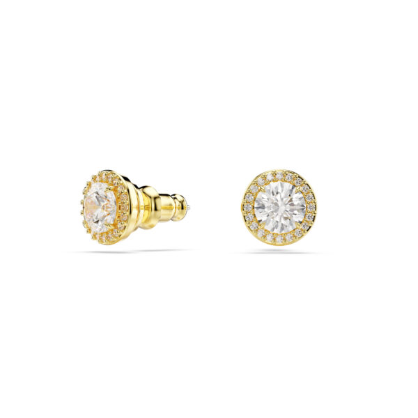 Swarovski Una Angelic stud earrings, Round cut, Gold tone, Gold-tone plated - Image 2