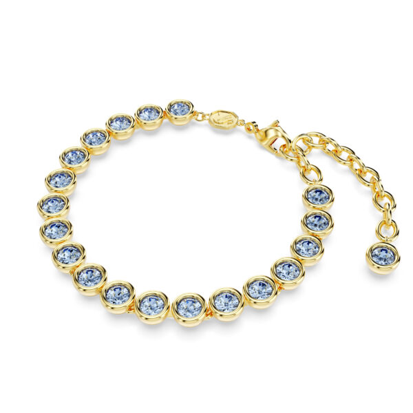 Swarovski Imber Tennis bracelet, Round cut, Blue, Gold-tone plated - Image 2