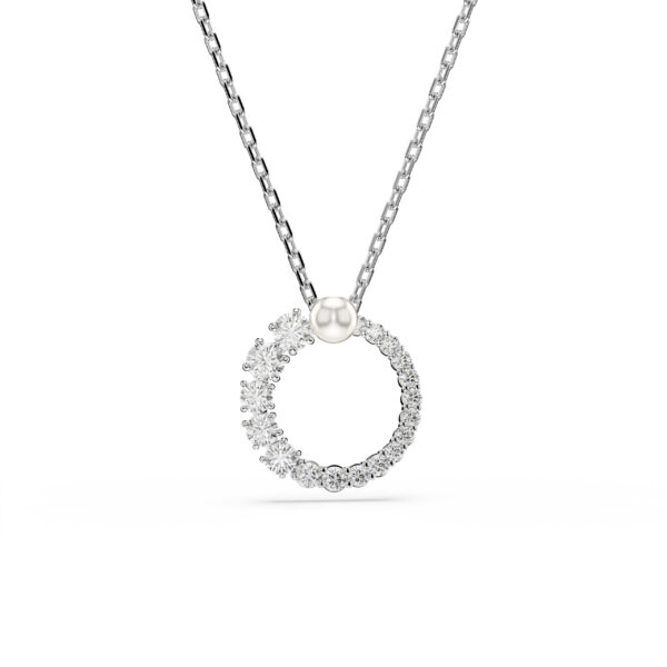 Swarovski Matrix pendant, Crystal pearl, Round cut, White, Rhodium plated