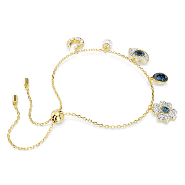 Swarovski Symbolica bracelet, Crystal pearl, Clover, evil eye and horseshoe, Blue, Gold-tone plated - Image 4