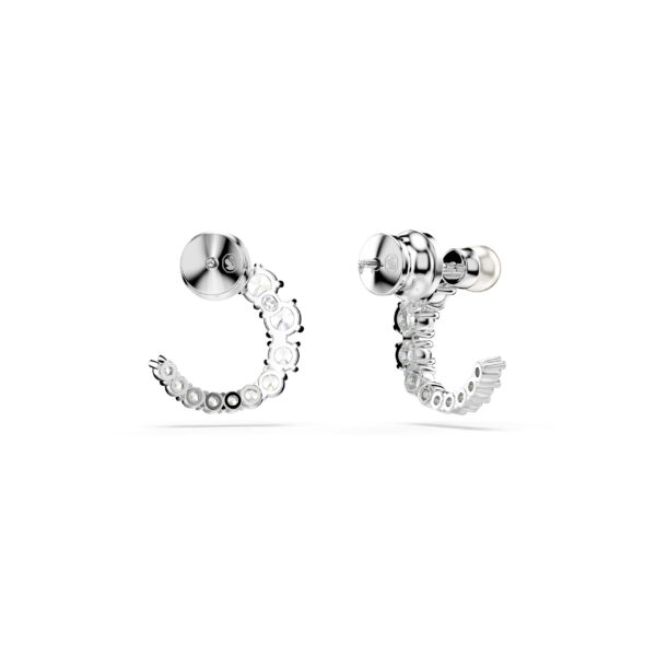 Swarovski Matrix hoop earrings, Crystal pearl, Round cut, White, Rhodium plated - Image 4