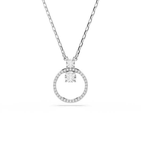 Swarovski Constella pendant, Pavé, Round cut, White, Rhodium plated