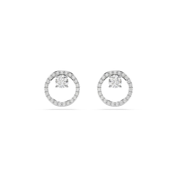 Swarovski Constella stud earrings, Round cut, White, Rhodium plated