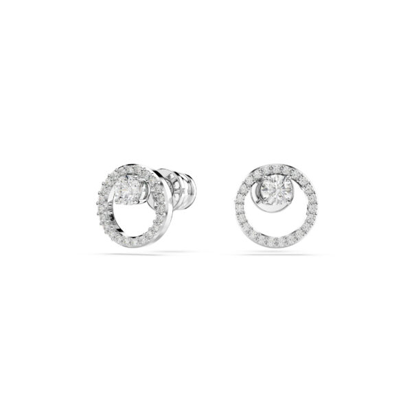 Swarovski Constella stud earrings, Round cut, White, Rhodium plated - Image 2