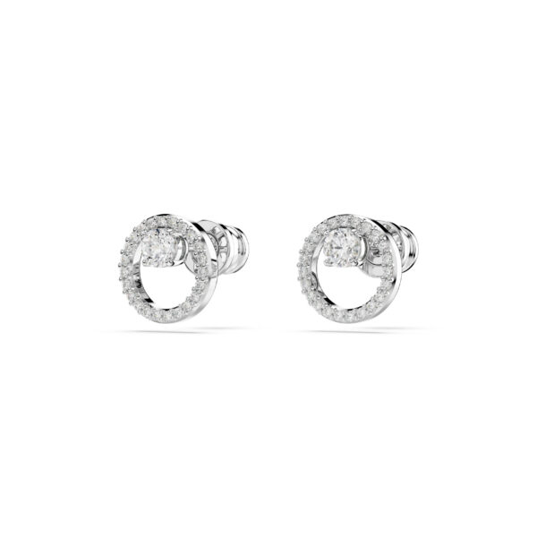 Swarovski Constella stud earrings, Round cut, White, Rhodium plated - Image 3