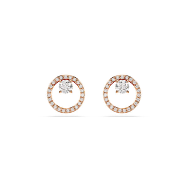 Swarovski Constella stud earrings, Round cut, White, Rose gold-tone plated