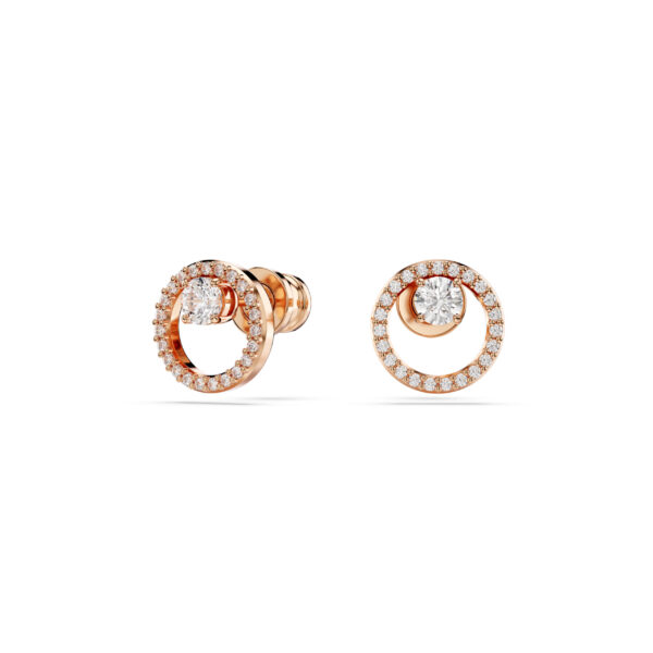 Swarovski Constella stud earrings, Round cut, White, Rose gold-tone plated - Image 2