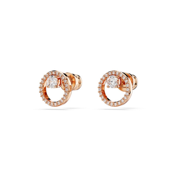 Swarovski Constella stud earrings, Round cut, White, Rose gold-tone plated - Image 3