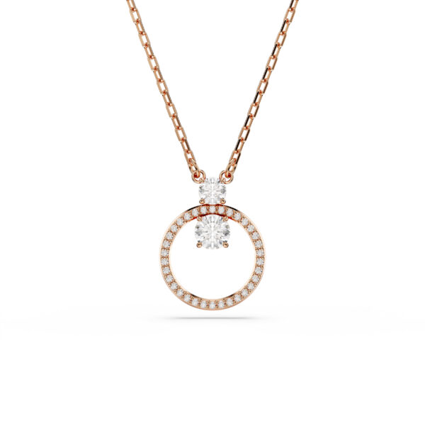 Swarovski Constella pendant, Round cut, White, Rose gold-tone plated