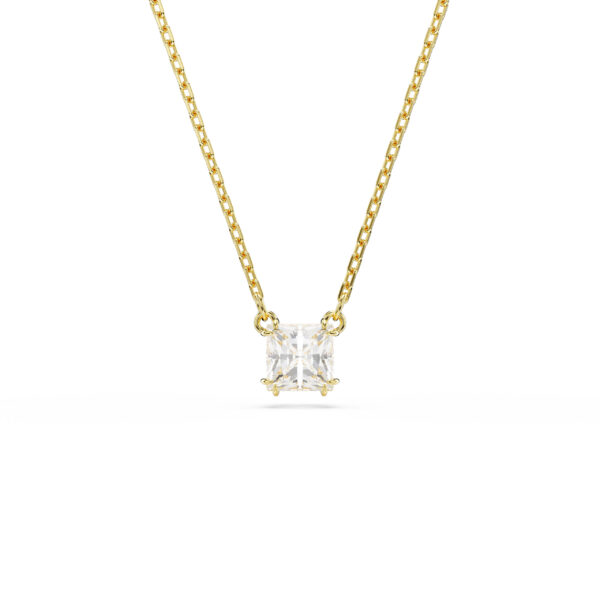 Swarovski Stilla pendant, Square cut, White, Gold-tone plated