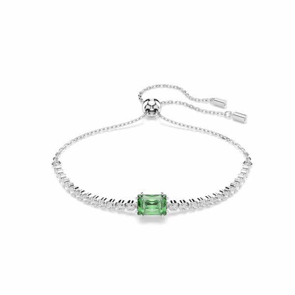 Swarovski Matrix Tennis bracelet, Mixed cuts, Green, Rhodium plated