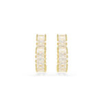 Swarovski Matrix hoop earrings, Baguette cut, Heart, Small, White, Gold-tone plated - Image 2