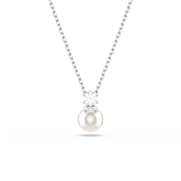 Swarovski Matrix pendant, Crystal pearl, Round cut, White, Rhodium plated