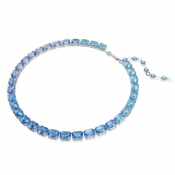 Swarovski Millenia Tennis necklace, Octagon cut, Color gradient, Blue, Rhodium plated - Image 4