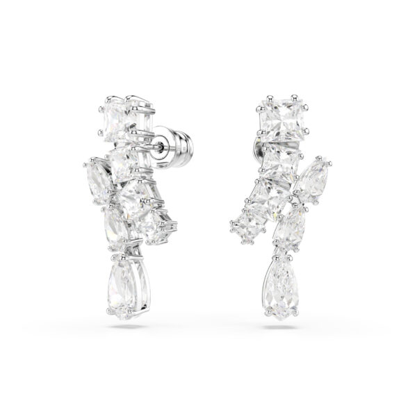 Swarovski Matrix drop earrings, Mixed cuts, White, Rhodium plated - Image 2