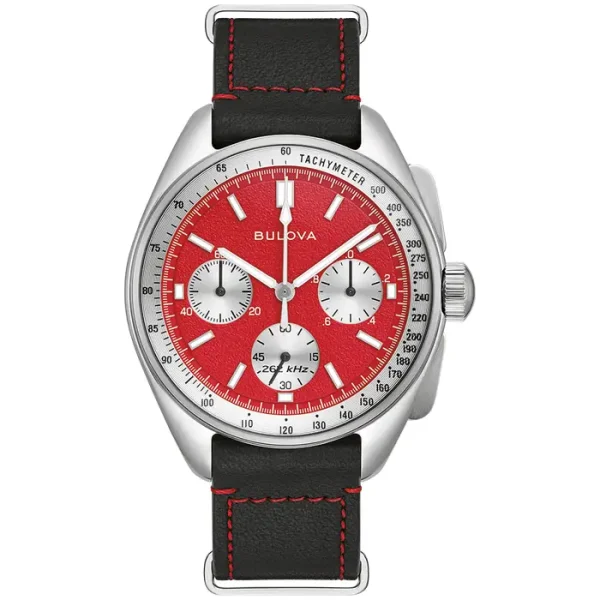 Bulova Lunar Pilot Chronograph Watch, 44mm, Quartz, Special Edition, Extra Strap, Red Blood Moon - Image 5