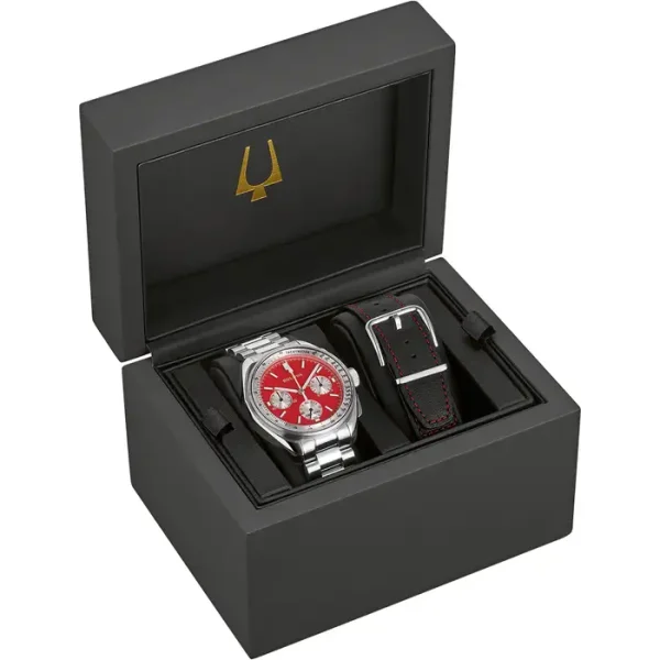 Bulova Lunar Pilot Chronograph Watch, 44mm, Quartz, Special Edition, Extra Strap, Red Blood Moon - Image 10