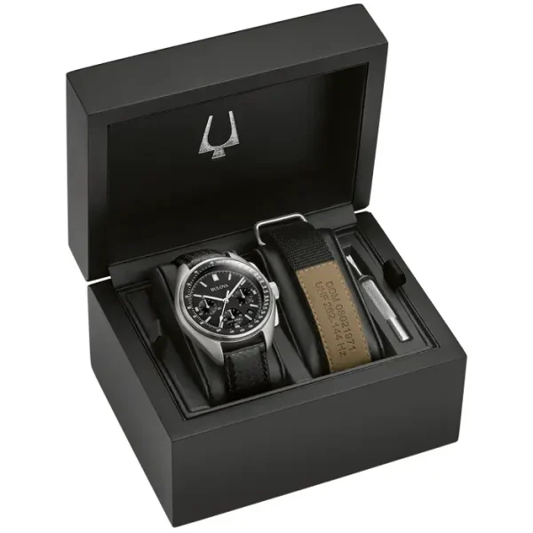 Bulova Lunar Pilot Chronograph Watch, 45mm, Quartz, Special Edition, Black - Image 11