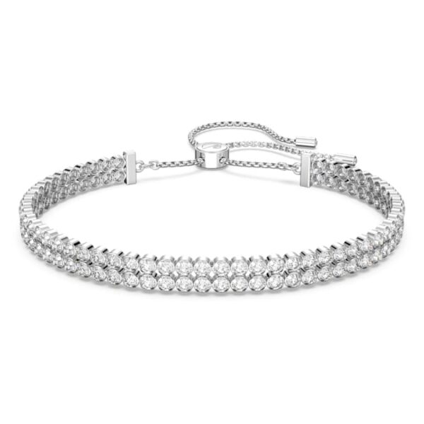 Swarovsk 5221397 Matrix Tennis Bracelet, Round Cut, White, Rhodium Plated