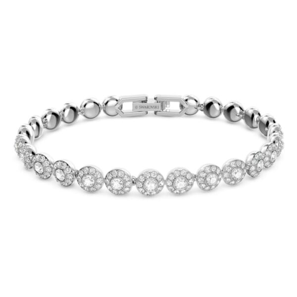 Swarovski Una Angelic Tennis Bracelet, Round Cut, Small, White, Rhodium Plated