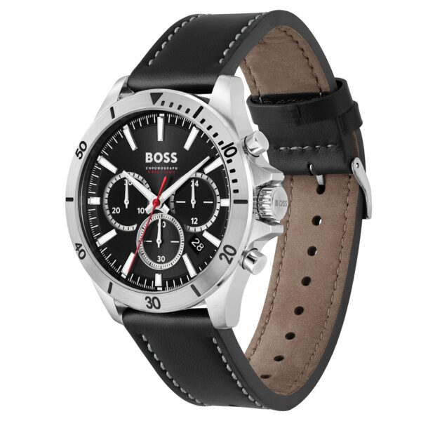 Boss Troper Chronograph Leather Strap 45mm Mens Watch Black - Image 2