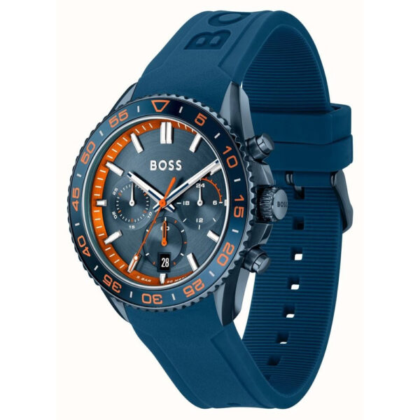 Boss Men's Runner (43mm) Blue Chronograph Dial, Blue Silicone Strap - Image 2