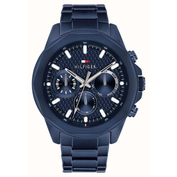 Tommy Hilfiger Lars Multifunction (46mm) Textured Blue Dial, Blue PVD Stainless Steel Bracelet