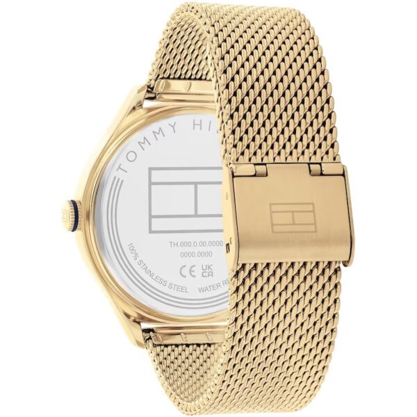 Tommy Hilfiger Ladies' Stone Set Bezel Gold Tone Mesh Strap Watch - Image 3