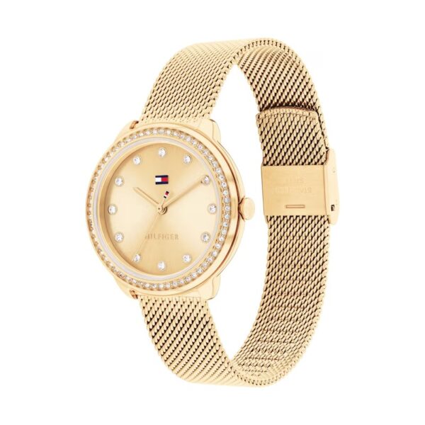 Tommy Hilfiger Demi Gold Plated Crystal Mesh Strap Watch - Image 2