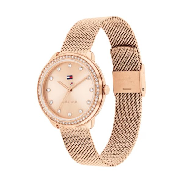 Tommy Hilfiger Ladies' Crystal Bezel Rose Gold Tone Mesh Strap Watch - Image 2