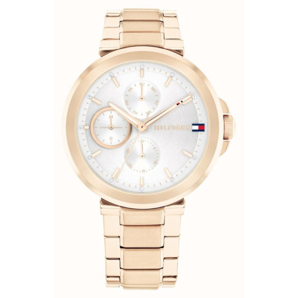 Tommy Hilfiger Women's Lori (38mm) Silver Dial, Rose Gold-Tone Stainless Steel Bracelet