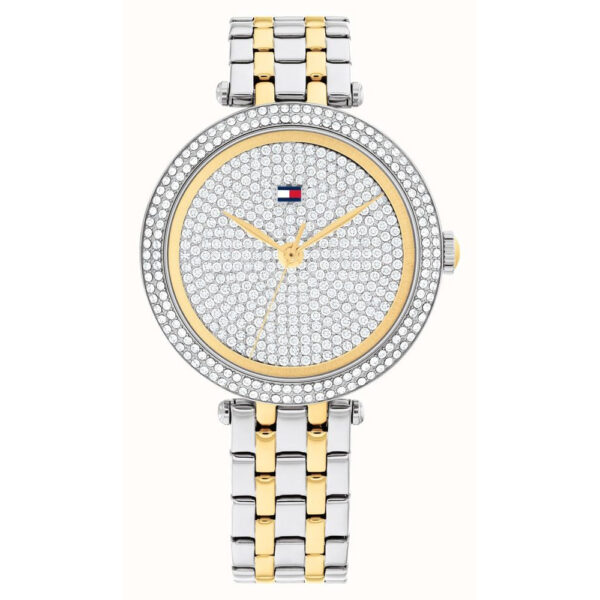 Tommy Hilfiger Women's Natalie (34mm) Silver Crystal Dial, Two-Tone Stainless Steel Bracelet